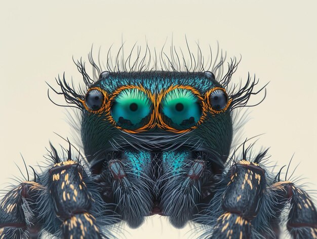 Photo jumping spiders eyes up close a marvel of natures art