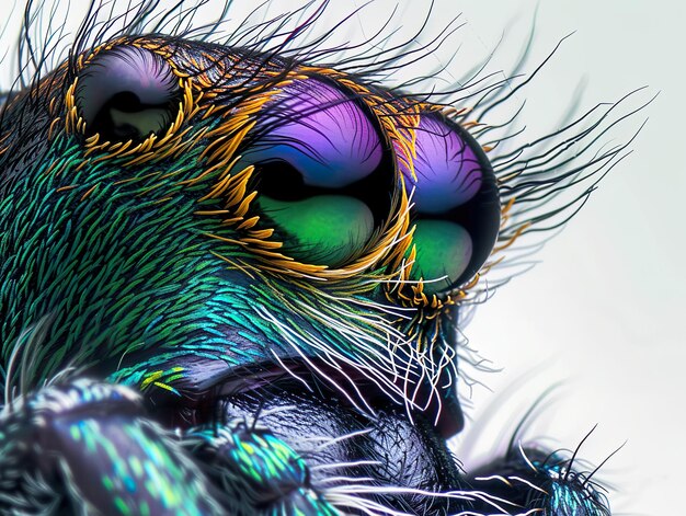 Foto i ragni che saltano gli occhi in su vicino una meraviglia dell'arte della natura