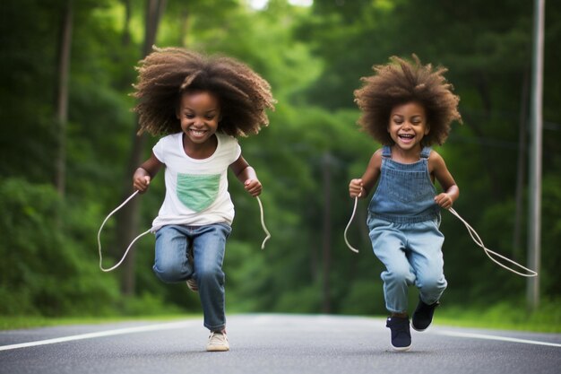 Photo jumping with a skipping rope