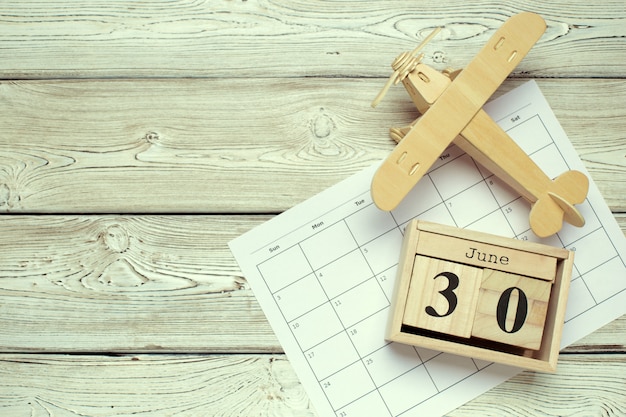 June 30th. Image of june 30 wooden color calendar. Summer day