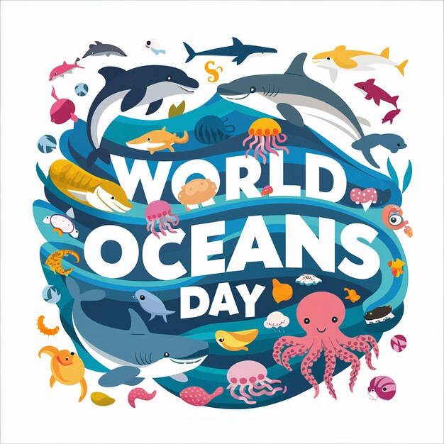 June 8 World oceans day isolated on white background Generative ai