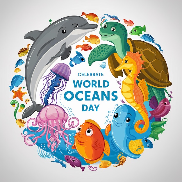 June 8 World oceans day isolated on white background Generative ai