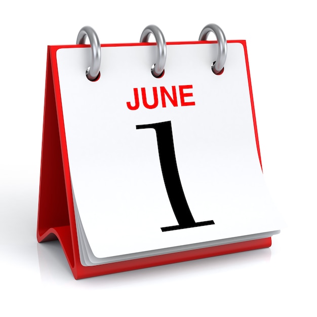 June Calendar 3D rendering