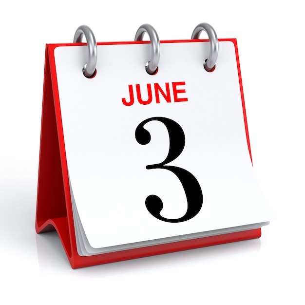 June Calendar 3D rendering