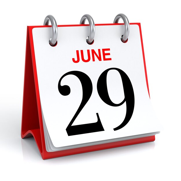 June Calendar 3D rendering
