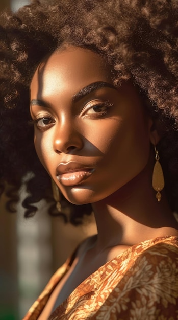 Juneteenth 自由のための日 暗い肌の色を持つ美しいアフリカの女の子の肖像画