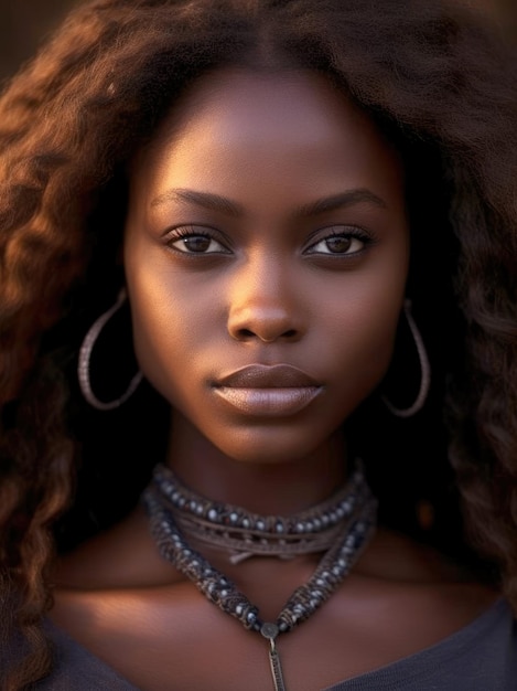 Juneteenth a day for freedom Portrait of a beautiful African girl with dark skin tone