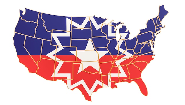 juneteenth flag on the map of the usa 3d rendering
