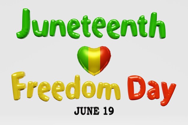 Photo juneteenth freedom independence day june 19 emancipation day 3d rendering usa federal holiday africanamerican history