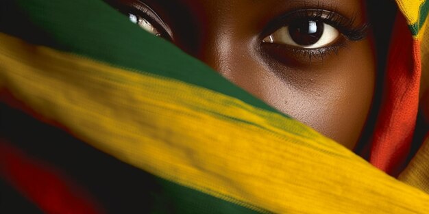 Juneteenth theme also known as freedom day african girl eyes national colors of africa generative ai