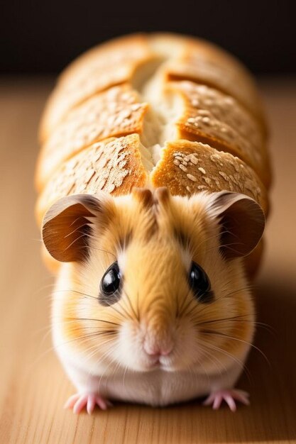 Jungar hamster on a small bread toasts