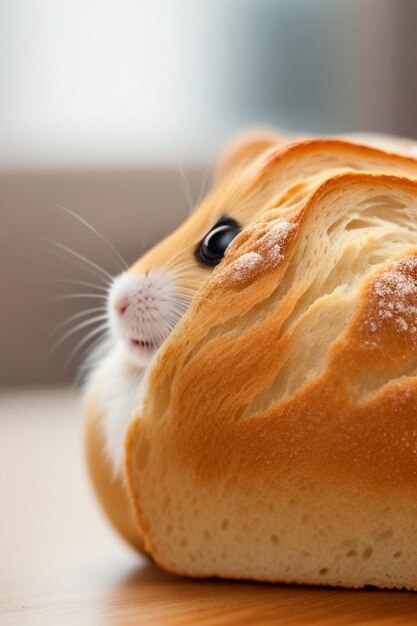 Jungar hamster on a small bread toasts