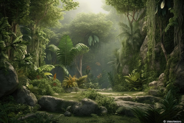 Jungle achtergrond voor model- en objectshowcase