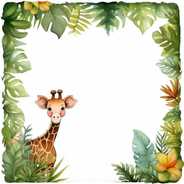 Photo jungle animals frame giraffe