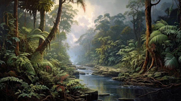 호주 풍경화의 정글