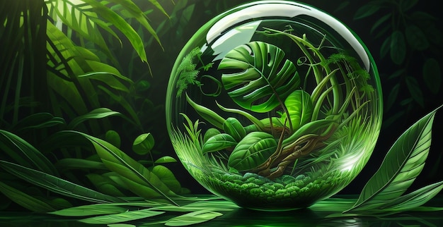 джунгли фоновая живопись сцены джунглей с зеленым растением и зелеными листьями Новый генеративный ИИ