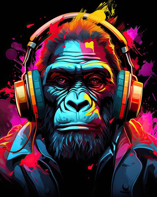 jungle beats a grooving gorilla's musical journey Ai Generated