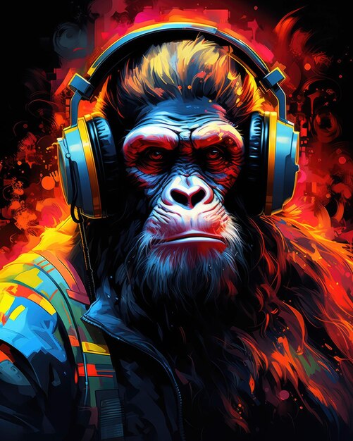 jungle beats a grooving gorilla's musical journey Ai Generated