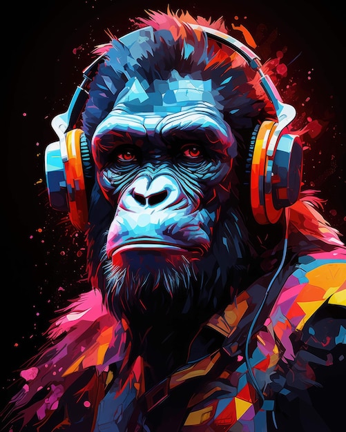 jungle beats a grooving gorilla's musical journey Ai Generated