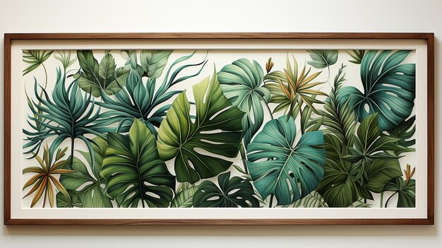 Photo jungle border framed by lush tropical leaves