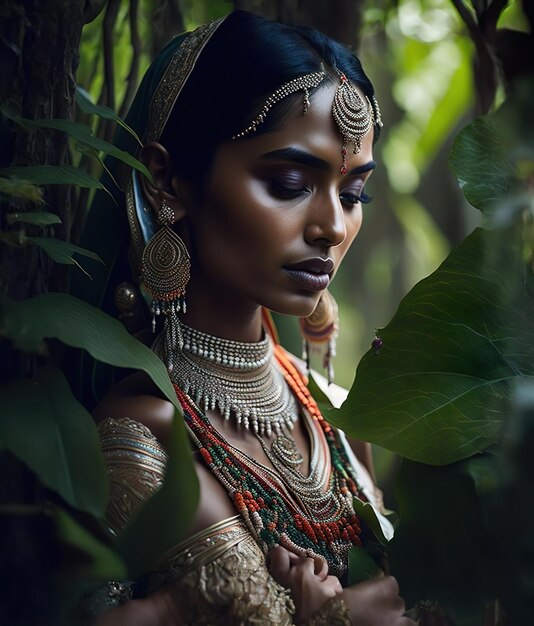 Jungle Bride's Elegance Bruids schoonheid te midden van de omhelzing van de natuur