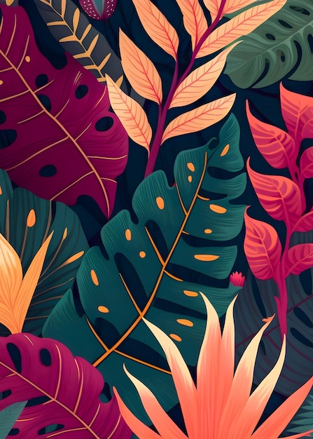 Jungle floral pattern colorful illustration