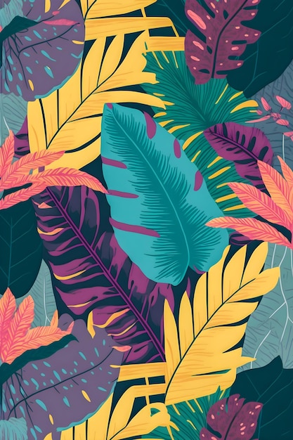 Jungle floral pattern colorful illustration