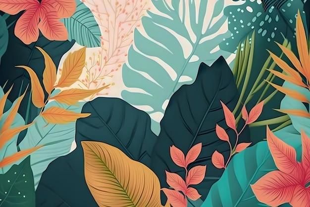 Jungle floral pattern colorful illustration