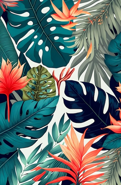 Jungle floral pattern colorful illustration