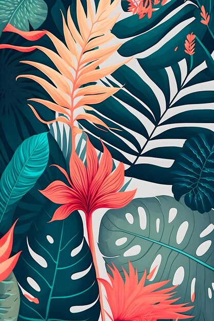 Jungle floral pattern colorful illustration