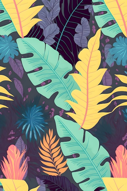 Jungle floral pattern colorful illustration