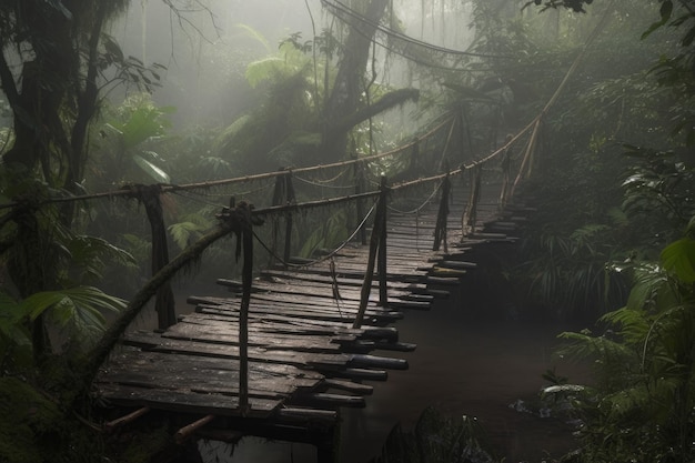 Jungle forest bridge Generate Ai