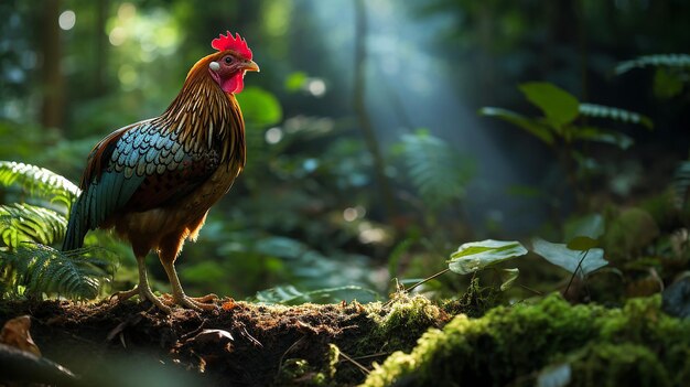 Jungle fowl in the dense forest