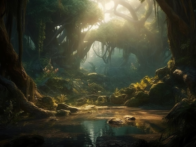 The jungle is a jungle scene that is made by the artist.