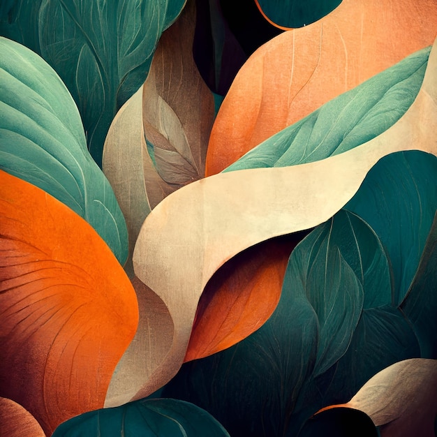 Jungle leaf wave themed wallpaper