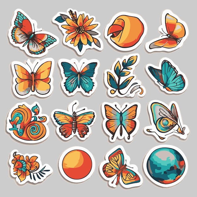 Foto jungle motieven clip art vector waterverf sticker vlinder vlinder icoon