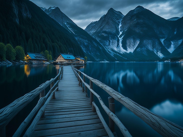 Jungle and mountains lake