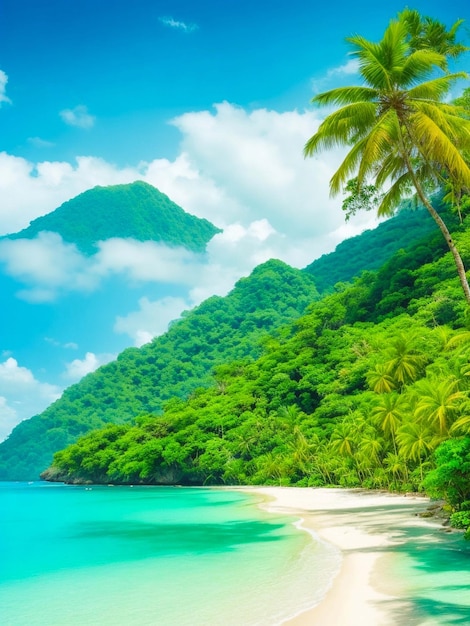 Photo jungle mountains tropical island beach