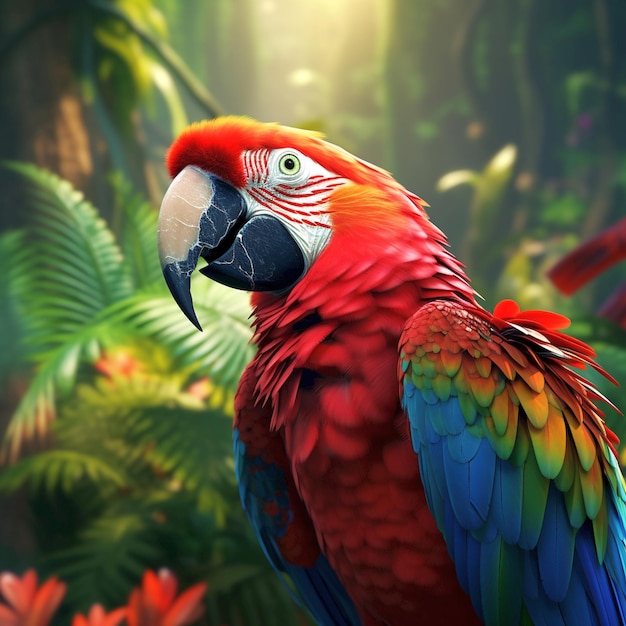 Photo jungle parrot closeup macaw