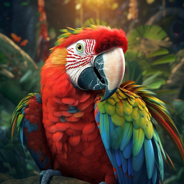 Photo jungle parrot closeup macaw