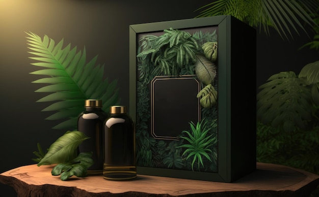 jungle product mock-up. podium, product showcase mock-up post, advertentie ai gegenereerd