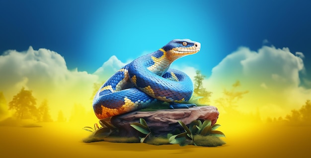 Photo jungle python side angle 3d for game icon movie style