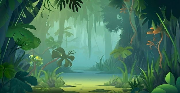 Джунгли или тропический лес пейзаж тропический лес генерируется ai