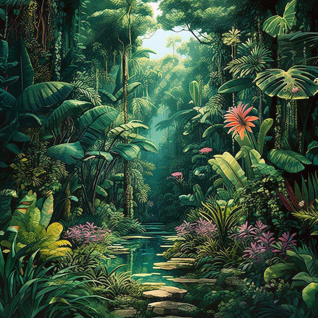 jungle scene illustration