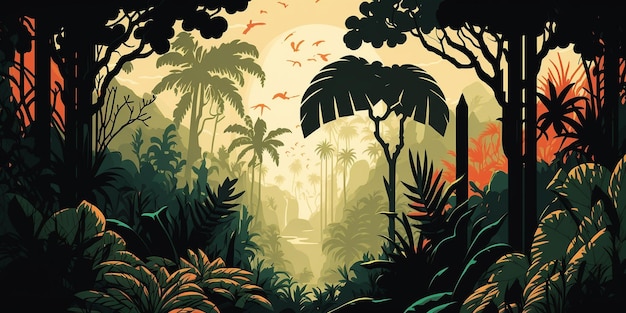 jungle scene vector