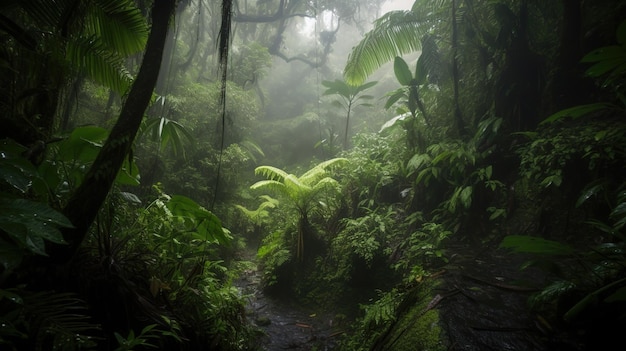 Сцена джунглей со сценой джунглей