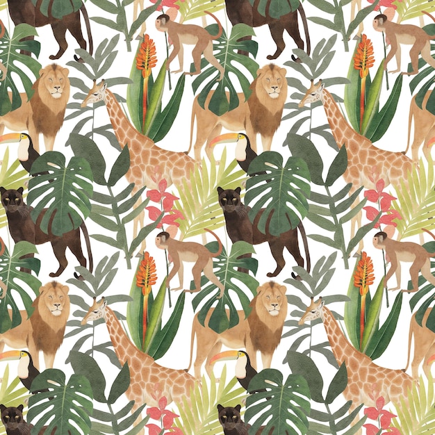 Photo jungle seamless pattern