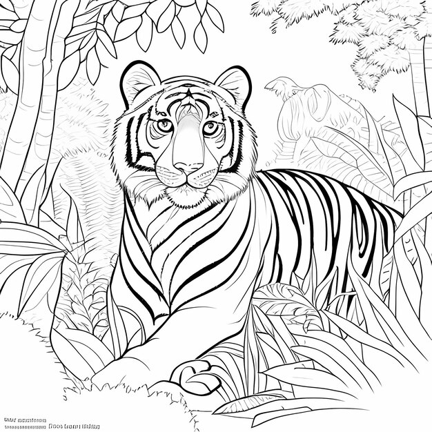 Premium AI Image | Jungle Serenade Coloring Fun with a Majestic Tiger ...