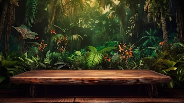 ジャングルテーブルの背景ジェネレーティブAI