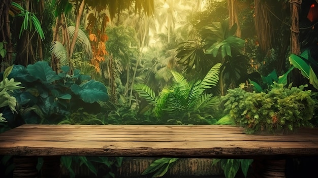 Jungle table background Generative Ai